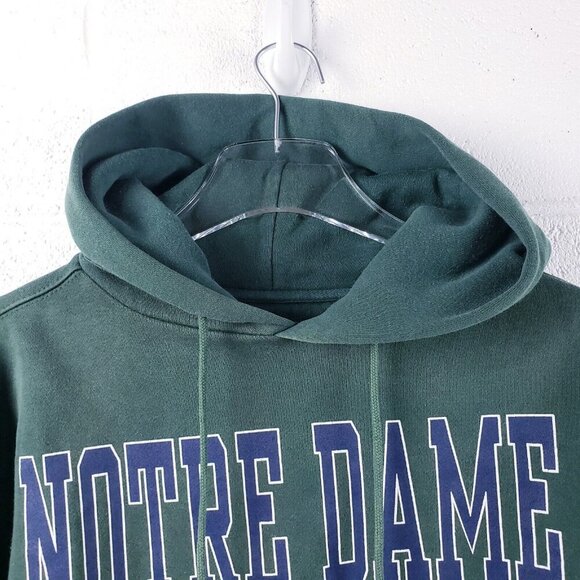 Vintage 90s Jansport Notre Dame ND Hoodie Hooded Sweatshirt Green Size Medium - Picture 3 of 8